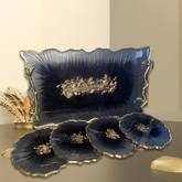 Resin Tray and Coaster Set in Grey and Black With Set of 4 Geode Agate Coasters